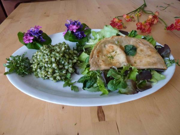 ORZOTTO À LA ROSOLE ET CRÊPE AUX ÉPINARDS